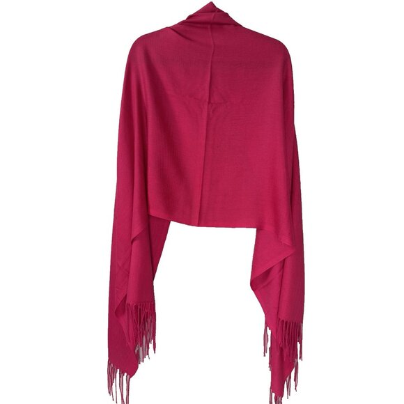Pashmina Womens Deep Pink Scarf Wrap 74x27 Vibrant Boho Chic Layering Essentials - Picture 2 of 11